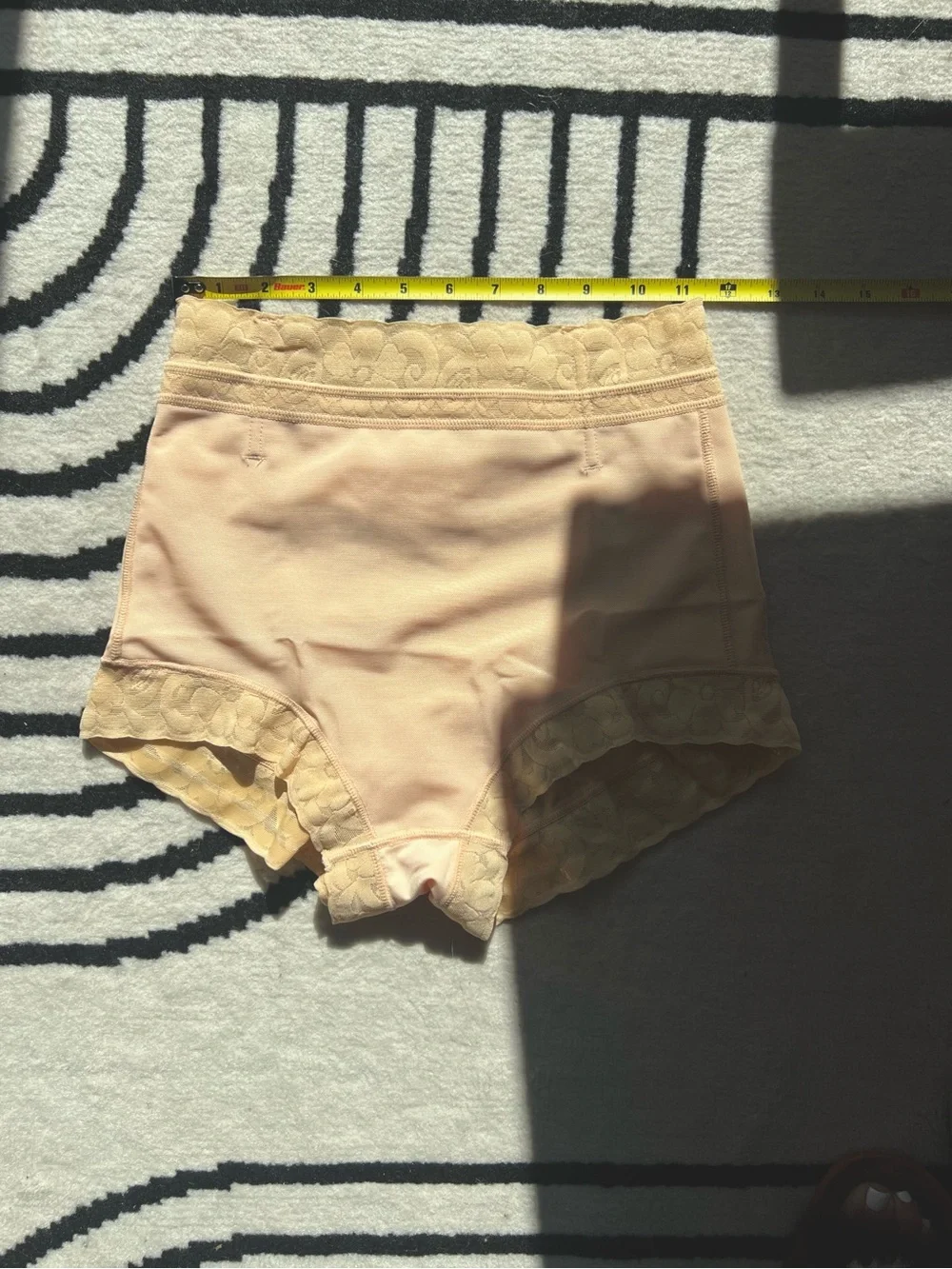 Butt Lifting Shapewear Panties with Lace Trim in Beige